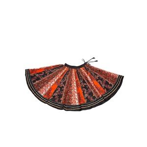 DIMRI Boho Paisley Print Tiered Midi Skirt Women's XL Orange Black Cottagecore